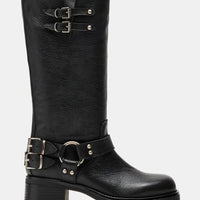 Round-toe Belt Buckle High-top Boots