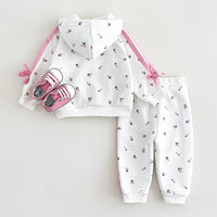 Girls' Warm Hoodie Jacket Trousers Suit