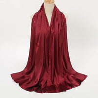 Pure Color Pearl Satin Fashion Monochrome Scarf