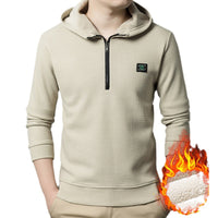 Men's Fleece-lined Breathable Casual And Comfortable Wool Hooded Sweater