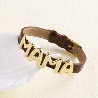 Cowhide Watch Strap Letter Mama Mother's Day Bracelet