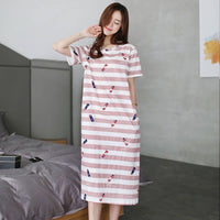 Cute Striped Womens Short-sleeve Loungewear With Color-blocking
