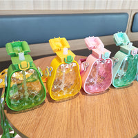 Creative Cute Pineapple Straw Plastic Water Cup Portable Strap Children's Outdoor Sports Water Bottle