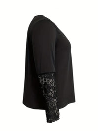Lace Knitted Long Sleeve V-neck Button Top Casual Fit