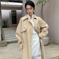 Extended-style Korean-style Casual Loose-fit Preppy Trench Coat