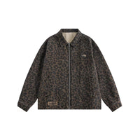 American-style Leopard-Print Lapel Jacket Women's Retro Loose-Fit