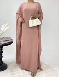 Womens Cinched-waist Batwing-sleeve Dress