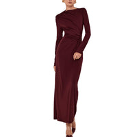 Womens Fashionable Defined-Waist Pleated Dress