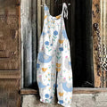 Vintage Print Wide Leg Women's Jumpsuit