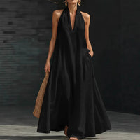 Women's Casual Solid Color V-Neck Dress