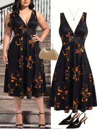 Womens Elegant Bohemian-Style Printed Dress