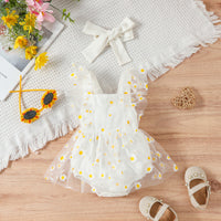 Girls' Solid Colour Patchwork Daisy Mesh Back Triangle Harness