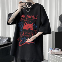 White Half Sleeve Cute Cat T-shirt Top