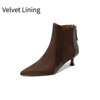 Full-leather Stiletto-heeled Pointed-toe Ankle Boots With A Back Zipper