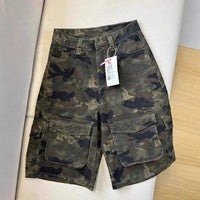 Womens Summer American-Style High-Street Vintage Camo Denim Shorts