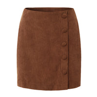Fabric Button Zipper Short High Waist Slim Fit Pencil Skirt