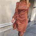 Polka-dot Long-sleeve Sheath Elegant Slim-fit Dress For Women