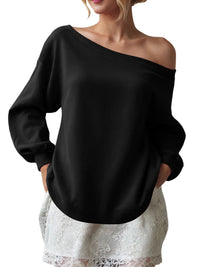 Women's Sweater Casual Solid Color Diagonal Collar