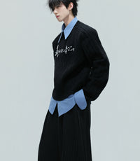 Fake Two-piece Design Thickened Sweater Pearl Embellished Knitted Top