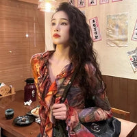 Elegant Ladylike Floral Ruffled Long-sleeved T-shirt