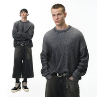 New Fall Two-tone Sweater American Street-style Color-blocking Design