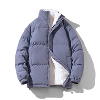 Warm Solid Color Loose Stand-collar Unisex Cotton Coat