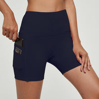 Pocket European And American Yoga Pants Summer Breathable Peach Butt Shorts Sports Tight Three-point Pants