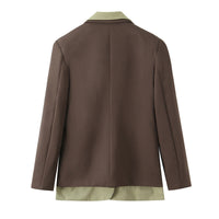 Womens Casual Irregular Hem Patchwork Blazer