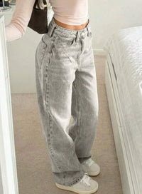 Loose Straight-fit High-waisted Wide-leg Pants