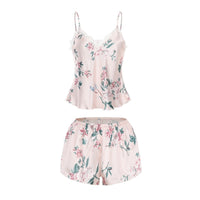 Ice-silk Top And Shorts Two-piece Loungewear Set