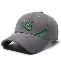 Korean Style Ripped Special Letter Embroidered Baseball Cap Big Brim