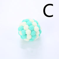 Cat Toy Colorful Plush Ball, Sounding Multi-color Rainbow Ball