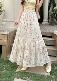 Thin Highwaisted Flattering Floral Midi Skirt For Women