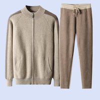 New Thickened Casual Sports Cashmere Men's Half Turtleneck Zipper Knitted Cardigan Suit