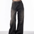 Retro Washed Splash-ink Straight Jeans For Women Loose Straight Trousers