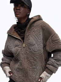 Sun Totem Fully Embroidered Pre-Washed Distressed Sweatshirt