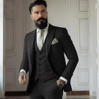 Men's Slim Fit Solid Color Business Suit Set