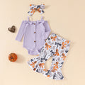 Women's Off-shoulder Romper Printed Flared Pants Three-piece Set