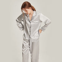 Silk Pajamas Womens Long-Sleeve Two-Piece Set