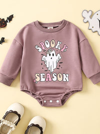 Halloween Letter Print Long Sleeve Round Neck Triangle Rompers Infant