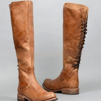 Solid-color Flat-heeled Zip-up Womens Over-the-knee Boots