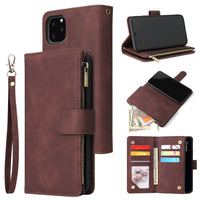 Vintage Frosted Nine-card Multi-function Zipper Pack Phone