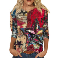 Long Sleeve Round Neck Slim Summer Tie-dyed Printed Clothing