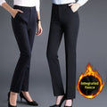 Women's Professional AutumnWinter Thick Fleece High-Waisted Straight Pants