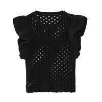 Hollow Out Layered Decorative Knitted Sweater Vest For Women