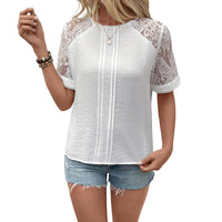Women's Casual Lace-trimmed Shirt Top