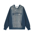 Tie-dyed Color Matching Butterfly Patch Velvet Padded Hooded Sweatshirt