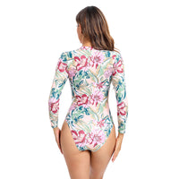 Fashion Digital Printing Long Sleeve Zipper One-piece Swimsuit For Women