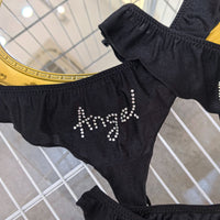 Rhinestone T-back Hot Drilling Ice Silk Satin Underwear