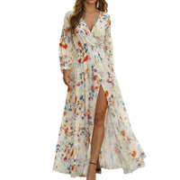 Fashionable V-neck Printed Dress For Women
